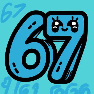 the numbers 67