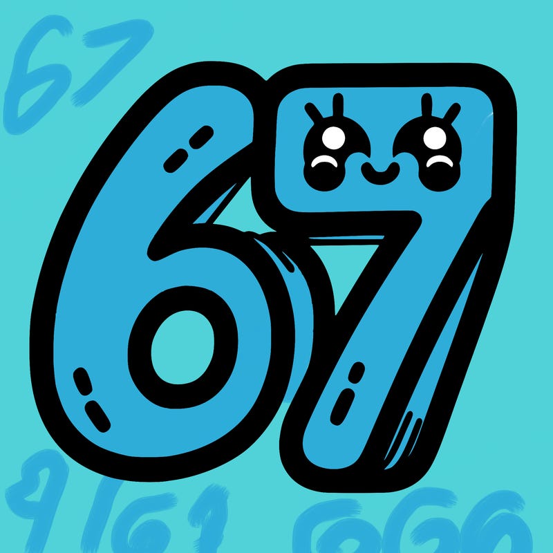 the numbers 67
