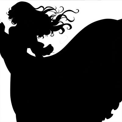 realistic woman in dress flowing the the wind