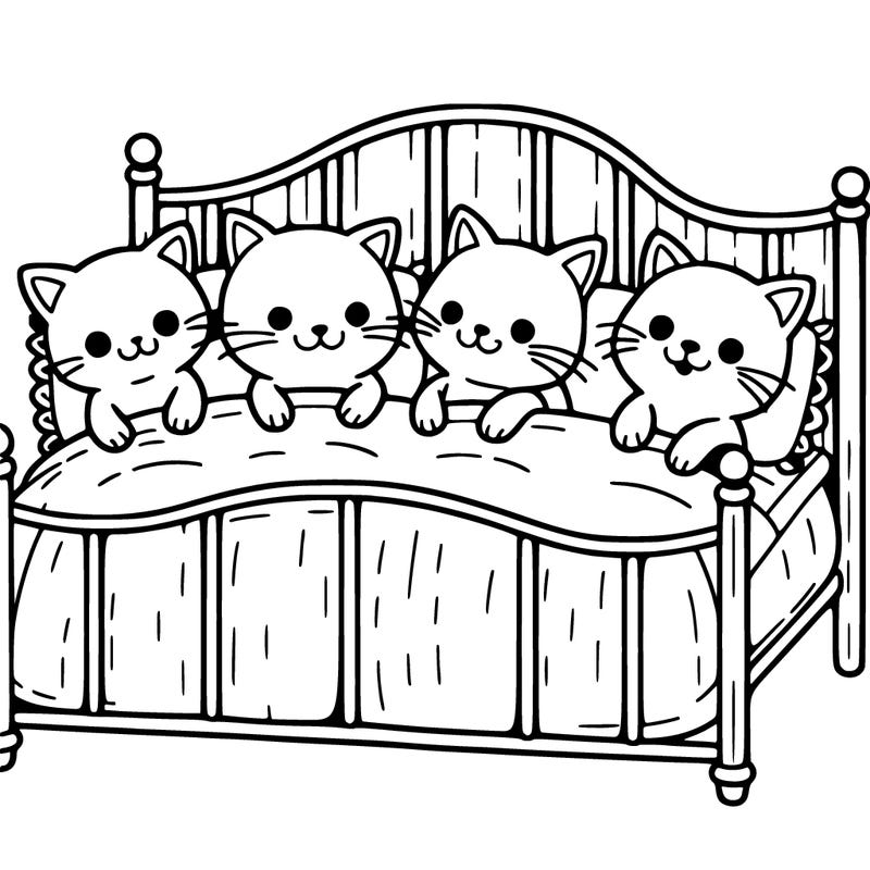 4 cats on a bed