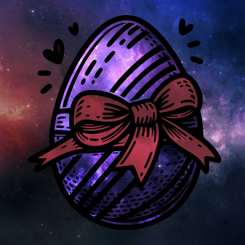 large chocolate egg with ribbon