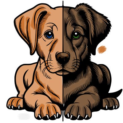 realistic dog split picture