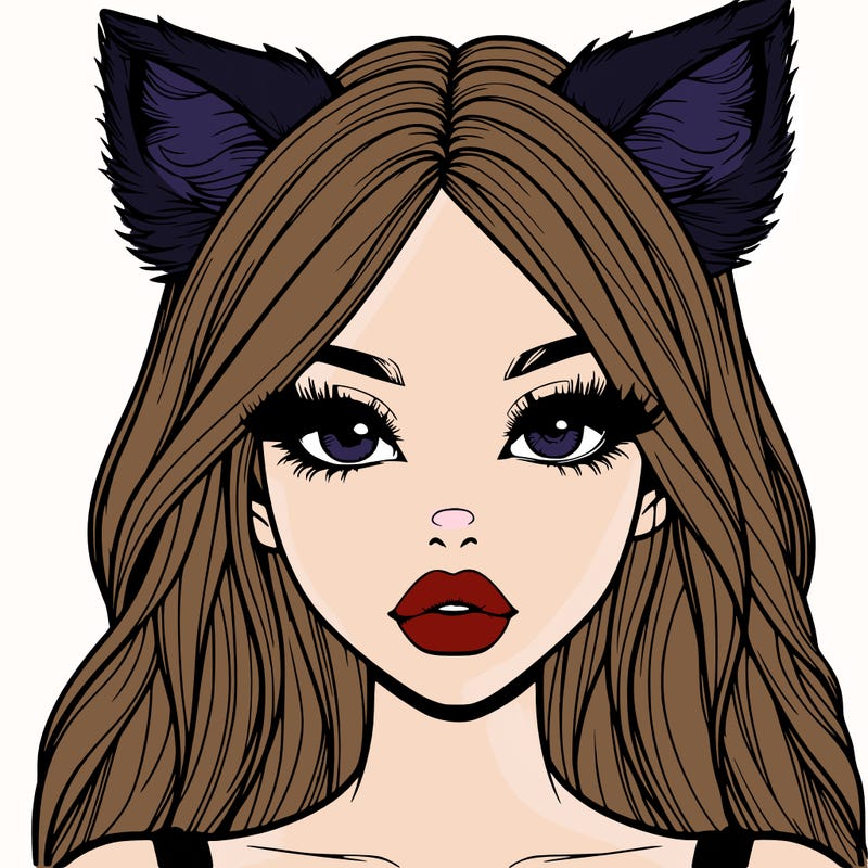 realistic girl with fox ears and realistic lips