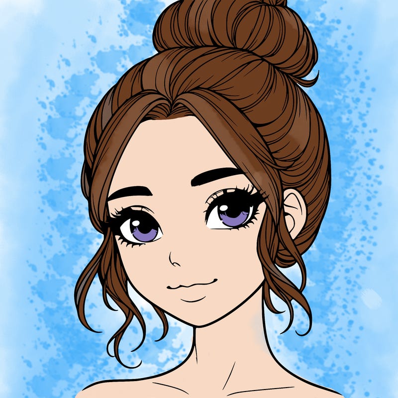 realistic pretty girl with hair in bun