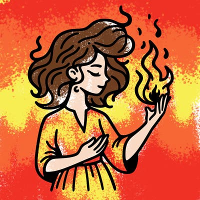 woman with fire