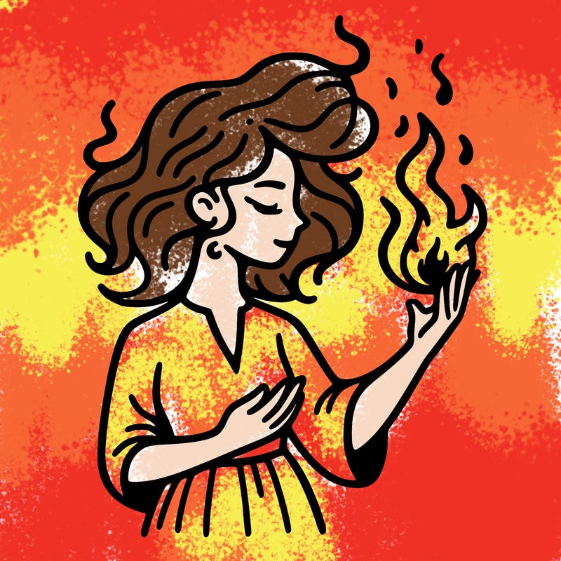 woman with fire