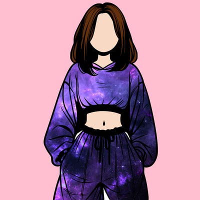 realistic girl faceless with baggy pants and a crop top