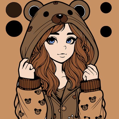 realistic girl in a animal pjs hoodie