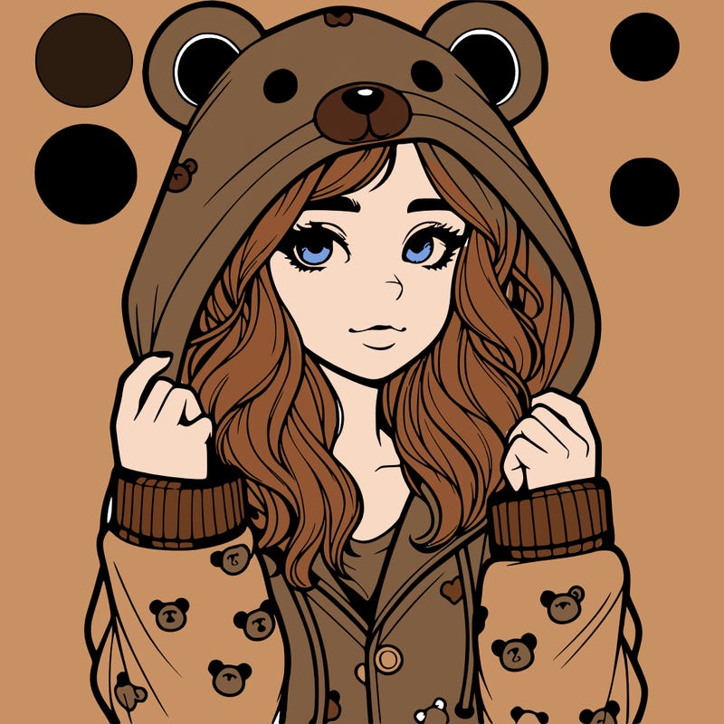 realistic girl in a animal pjs hoodie