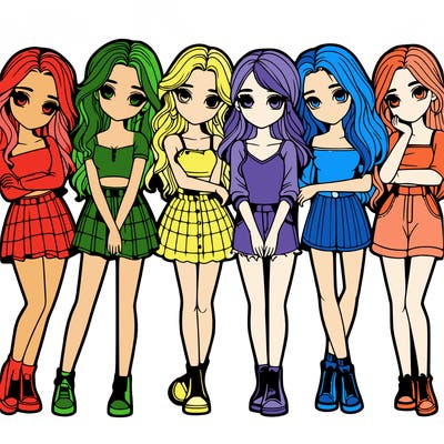 a group of girls realistic