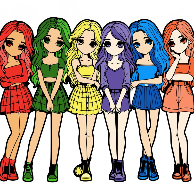 a group of girls realistic