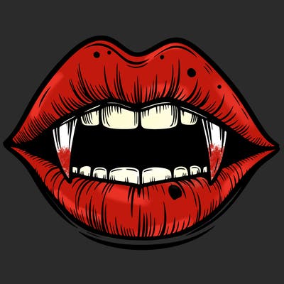 lips with vampire teeth
