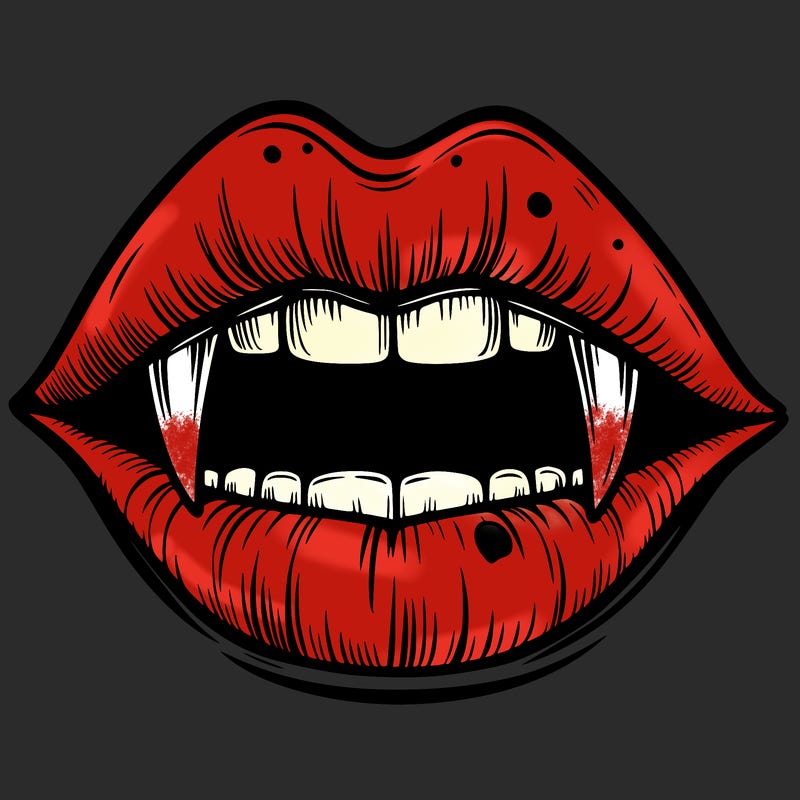 lips with vampire teeth