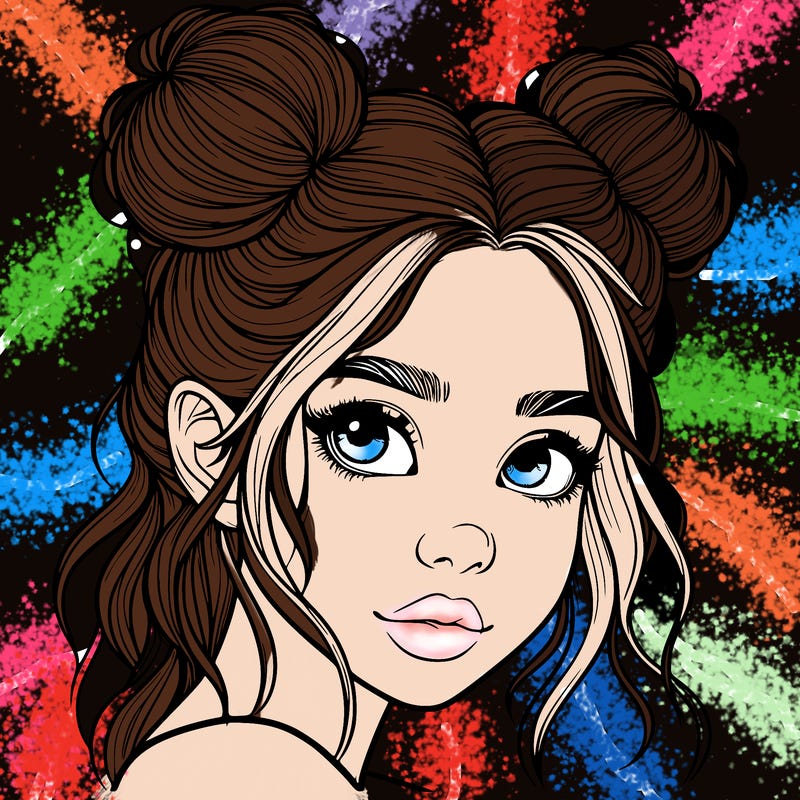 realistic girl with hair buns on her head