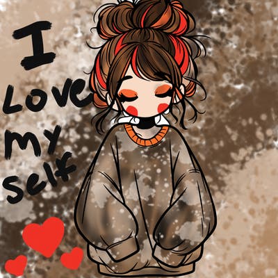girl with baggy sweatshirt and messy bun
