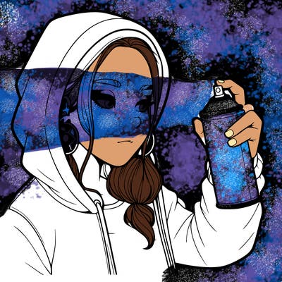 a realistic girl, spray painting