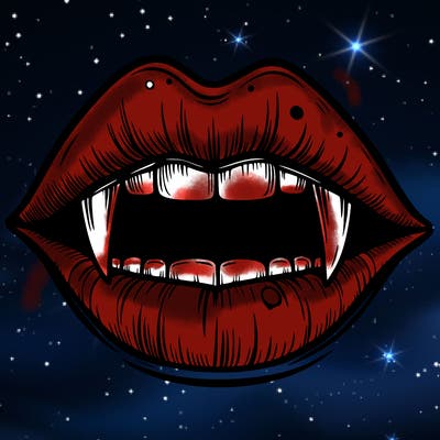 lips with vampire teeth