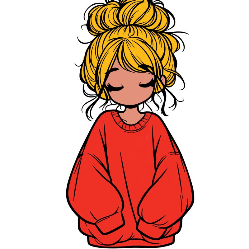 girl with baggy sweatshirt and messy bun
