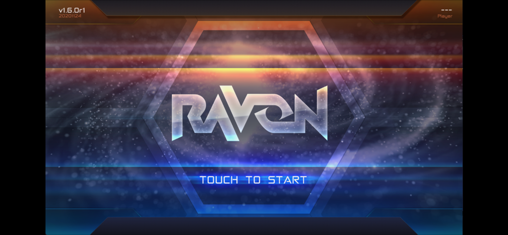 RAVON - Title screen of RAVON rhythm game with a futuristic space background and Touch to Start prompt
