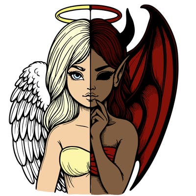 realistic angel half demon