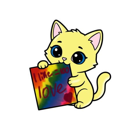 a small cat with a blank sheet of paper in its hand. the cat is sooooooo cute!