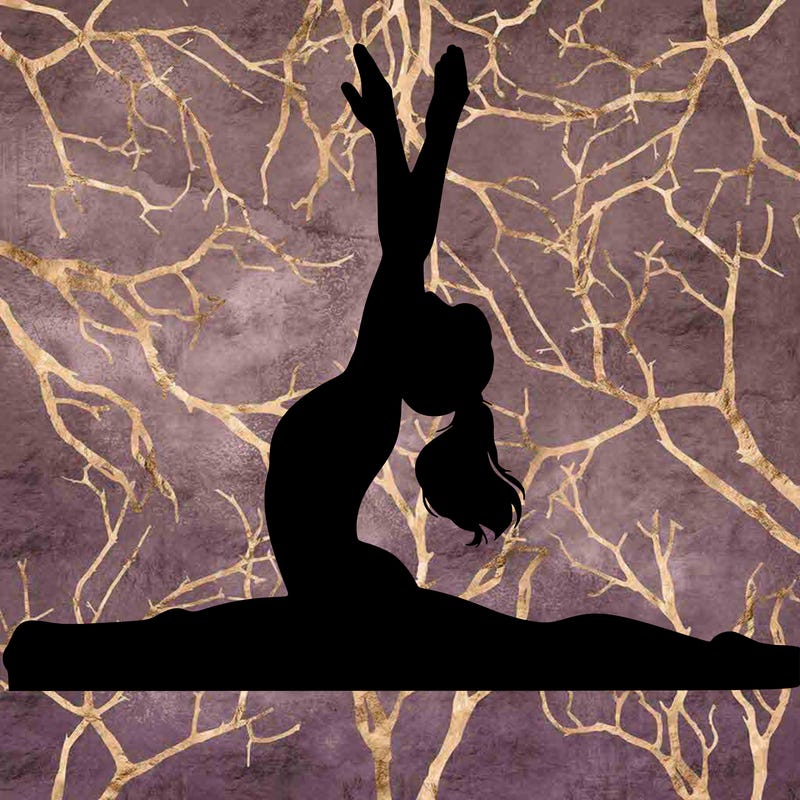 realistic gymnast doing splits with plain background