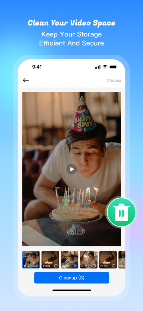 Share File：Smart Transfer Data - NeTransfer-App-Bildschirm mit Tools zur Bereinigung und Verwaltung von Videospeicher