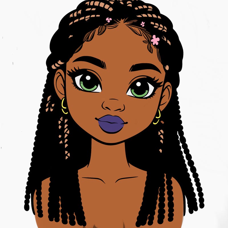 a realistic black girl with braids