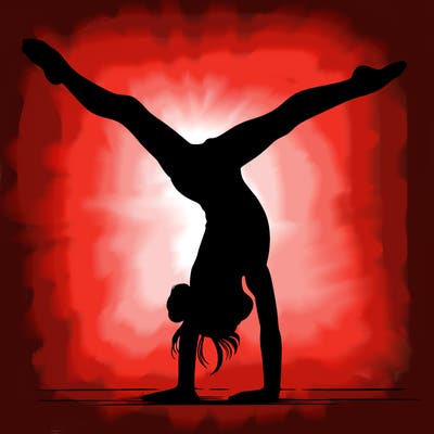 realistic gymnastic hand stand girl in four splits