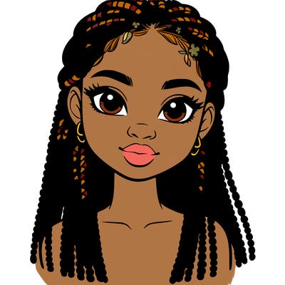 a realistic black girl with braids