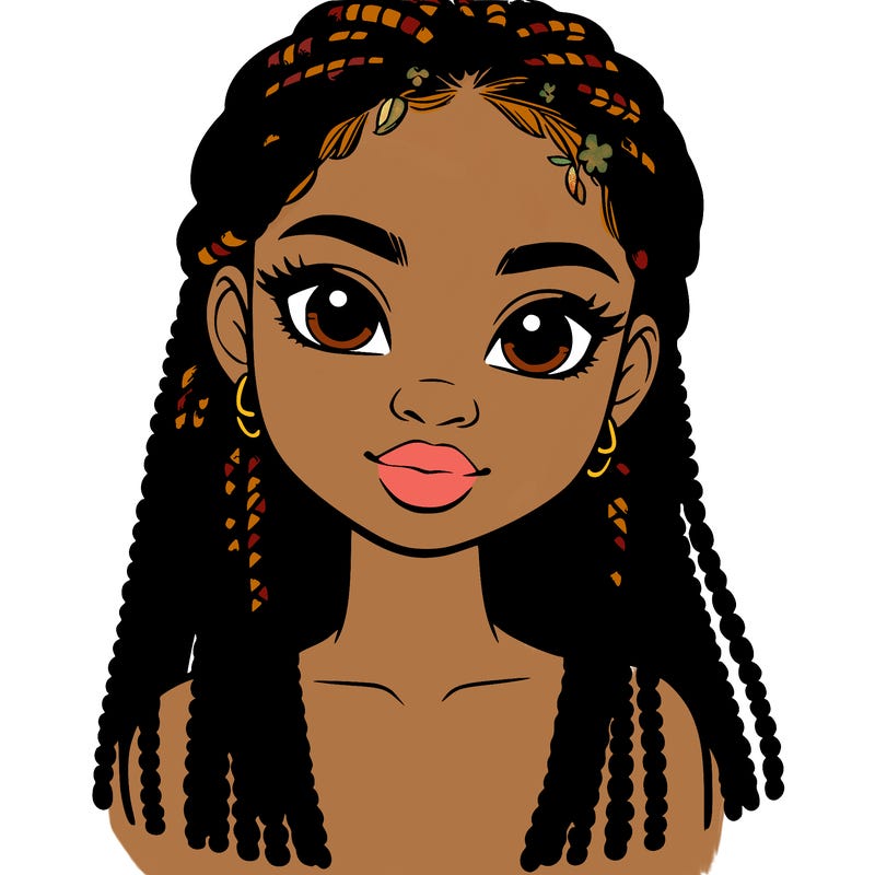 a realistic black girl with braids