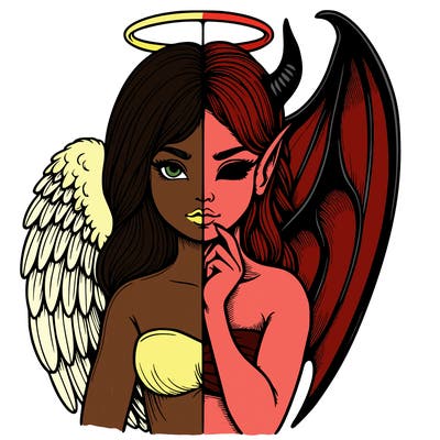 realistic angel half demon