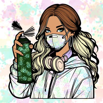 realistic girl spray painting