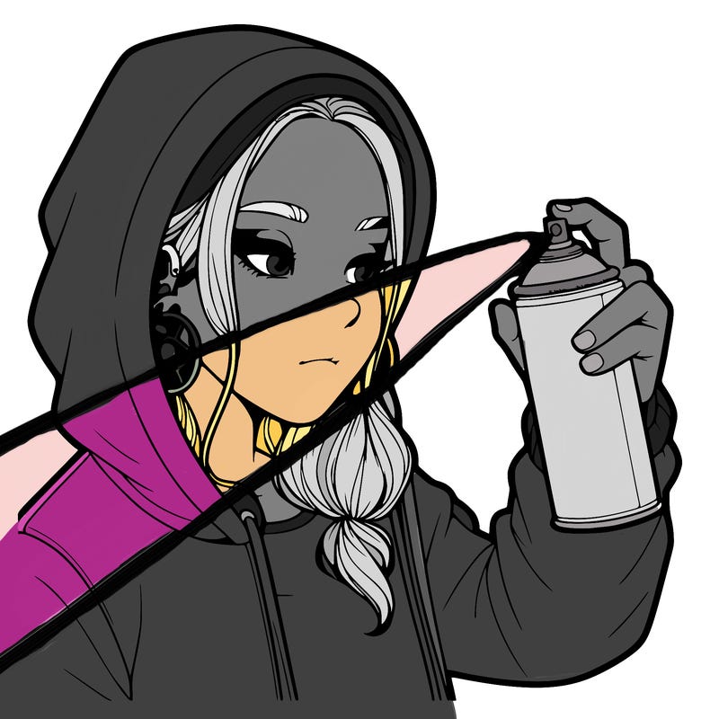 a realistic girl, spray painting