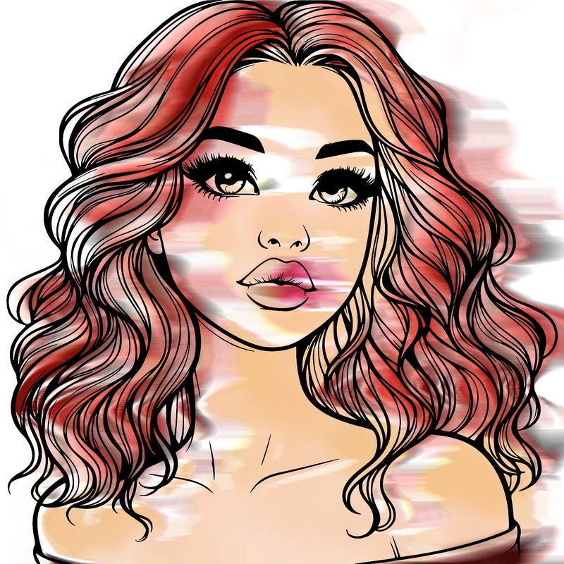 realistic girl with wavy hair and lips