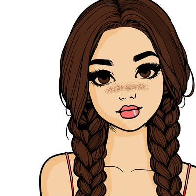 realistic girl with braids