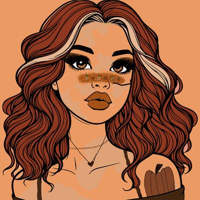 realistic girl with wavy hair and lips