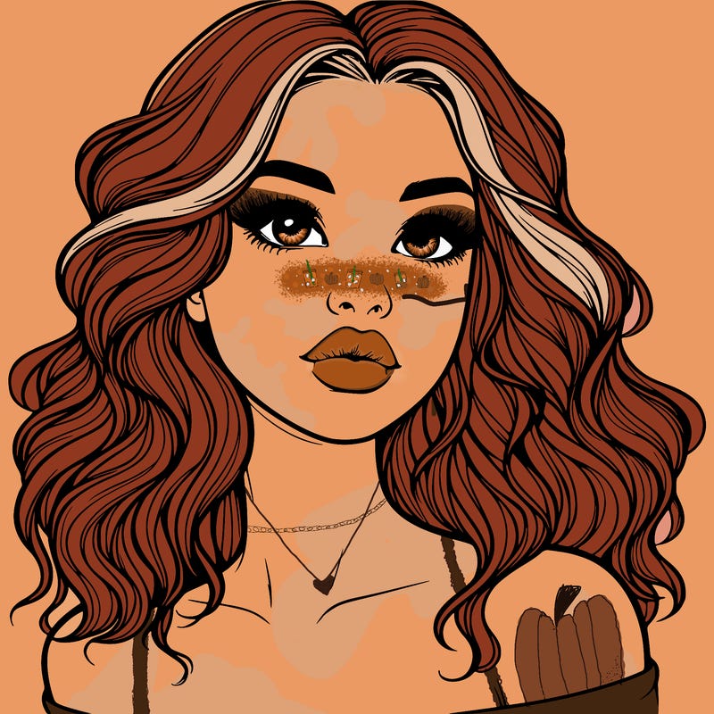 realistic girl with wavy hair and lips
