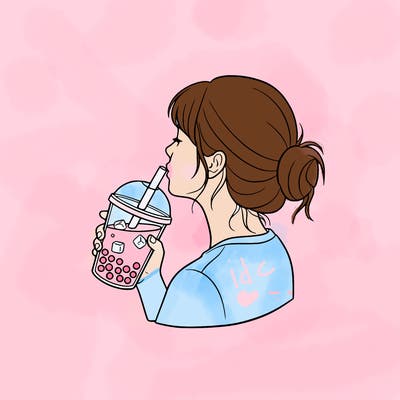 make a girl drinking boba