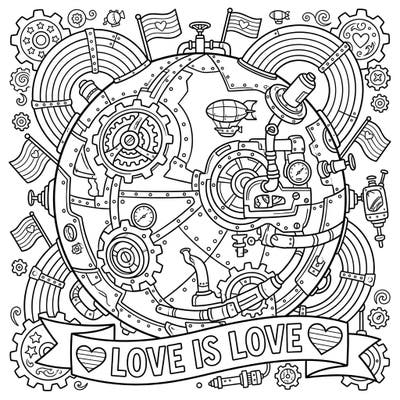 Embark on a truly unique coloring journey with our Steampunk Mercury Pride page, blending futuristic gears with heartfelt celebration. Discover intricate details and inspiring symbols as you bring this imaginative world to life with your favorite colors.