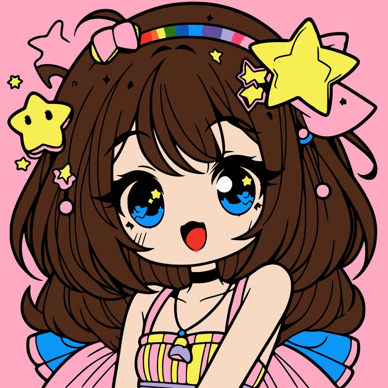 cute anime girl with star accessories