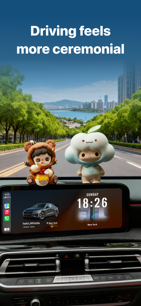 MyCar Widgets - PlayLyrics - Cruscotto automobilistico estetico con widget personalizzati sullo schermo e simpatiche statuine