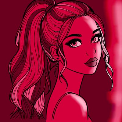 realistic pretty girl with high pony tail