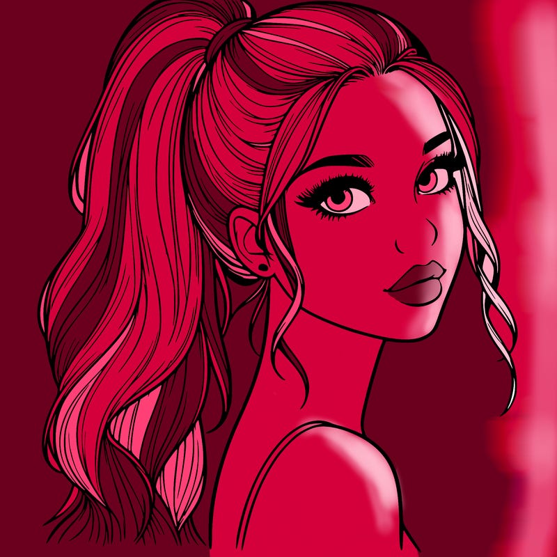realistic pretty girl with high pony tail