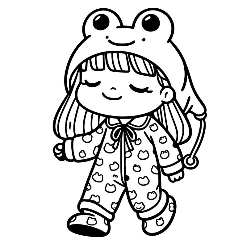 girl in frog pj