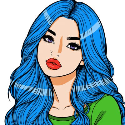 realistic girl with hair on her hair and lips