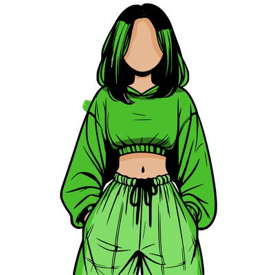 realistic girl faceless with baggy pants and a crop top