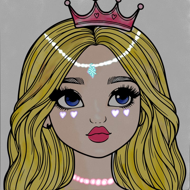 a realistic girl with a crown on