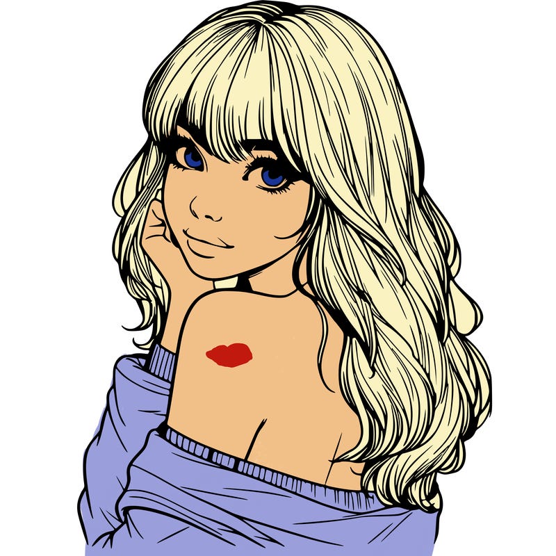 realistic girl with bangs looking over her shoulder