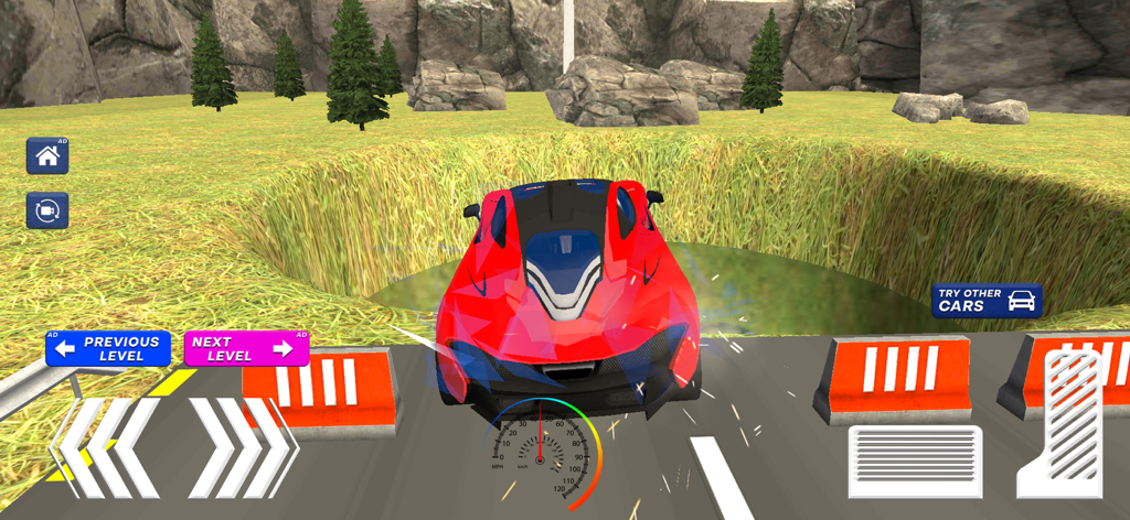 Car Crash Games: Car Accident - Red sports car driving on a stunt track in a physics based car crash simulation game